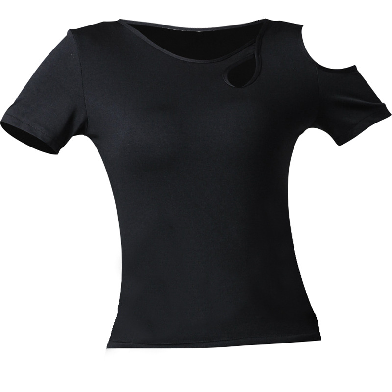 Adult Modern Dance Lady Latin Dance Adult Sexy Ballroom Dance T-Shirt Slim-fit Slim Shoulder Top Practice Clothes