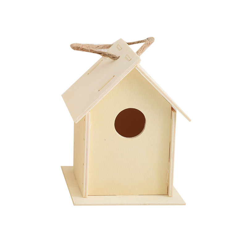 Cross-border wooden bird nest bird house diy small house graffiti Outdoor Birdhouse kit children handmade utensils independent station
