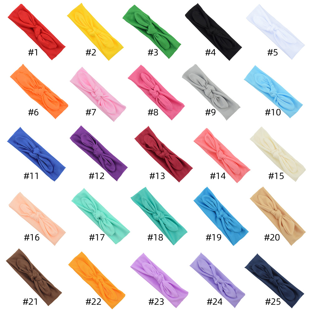 European and American children's knotted hair band elastic rabbit ears headband solid color headband ins baby bow hair accessories