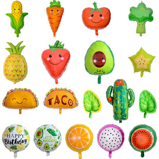 Mexican Summer Party Decoration Fruit Balloon Tropical Cactus Pineapple Watermelon taco Strawberry Aluminum Film Balloon