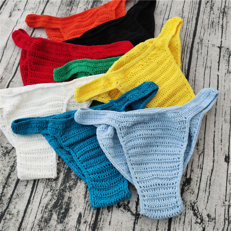 2021 AliExpress Wish Unisex Sexy Ventilated Underwear Handmade Crochet Sunbathing G-string