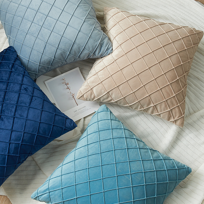 New Ins Style Sofa Cushion Covers Without Inserts, Dutch Linen Fabric, Modern Minimalist Home Sofa, Diamond Pattern Throw Pillows