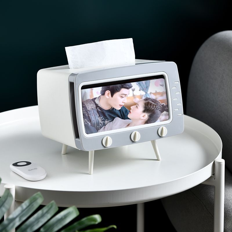 Creative TV Tissue Box Household Kitchen Tissue Storage Box Living Room Paper Box Multifunctional Mobile Phone Rack