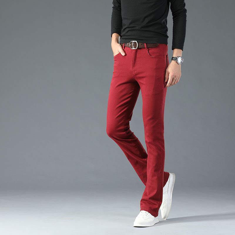 Amazon AliExpress LAZADA foreign trade Men's micro horn Denim casual pants men's Denim straight pants
