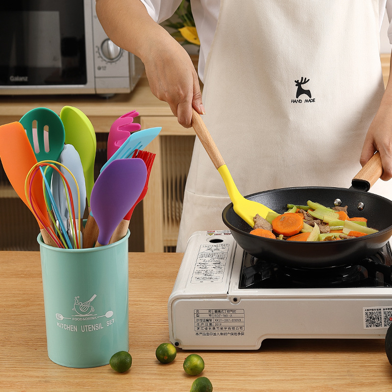 colorful-kitchen-silicone-utensil-set-12-piece-heat-resistant-non-stick-cookware-set-wood-handle-cooking-tools-durable