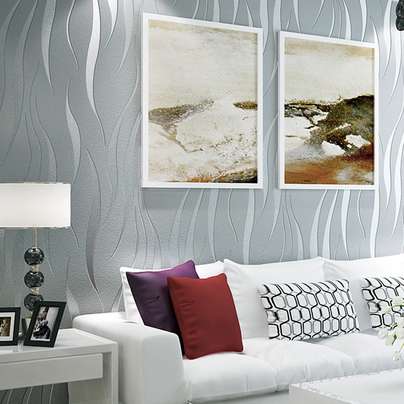 Simple Fashion Atmospheric Wave Stripe Gray Series TV Background Wallpaper Modern Living Room Sofa Non-woven Wallpaper