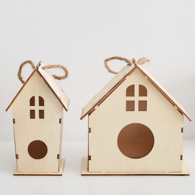 Cross-border wooden bird nest bird house diy small house graffiti Outdoor Birdhouse kit children handmade utensils independent station