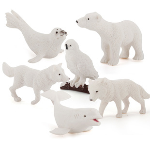 Simulation Animal Mini Model Polar Bear White Fox White Dolphin Seal White Animal Set Combination Children's Ornaments