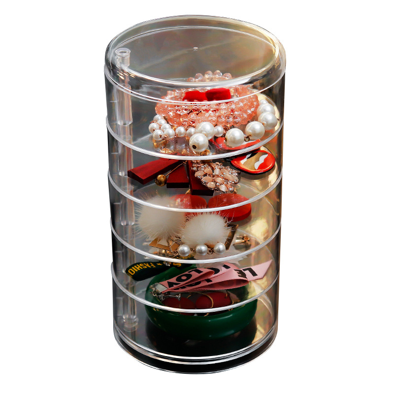 Large capacity transparent rotating jewelry box Jewelry earrings watch necklace children's storage rack wholesale large favorably