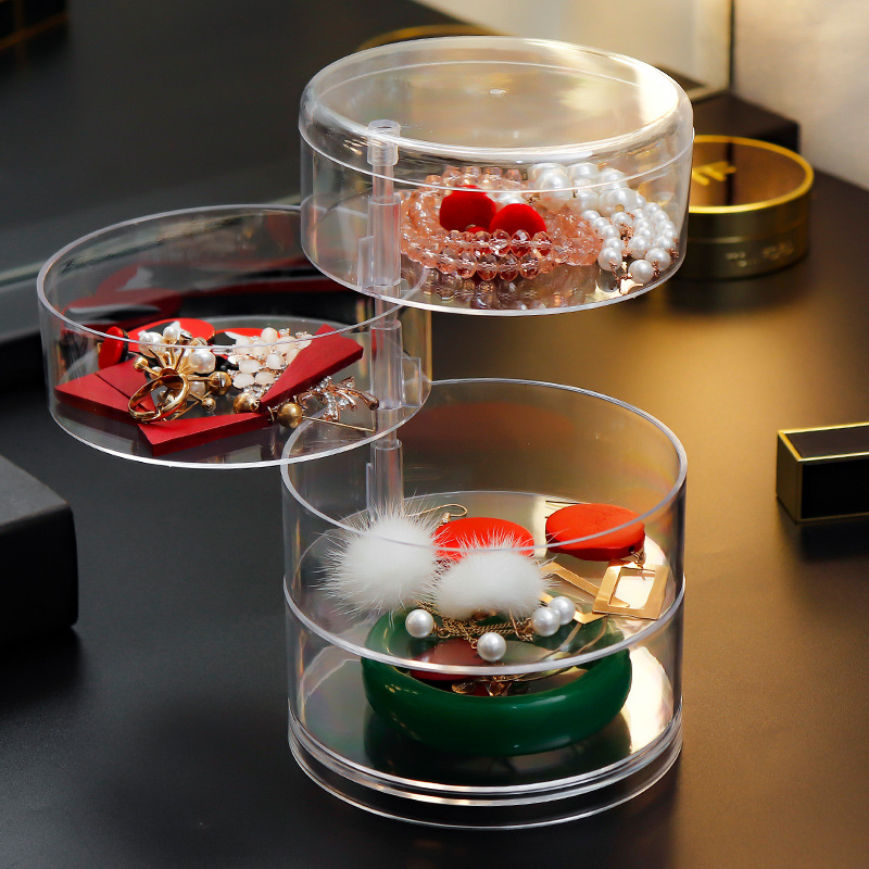 Large capacity transparent rotating jewelry box Jewelry earrings watch necklace children's storage rack wholesale large favorably