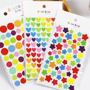 A12 Korean Love Sticker Color Dot/Love/Five Star Decorative Sticker DIY Album Rainbow Sticker