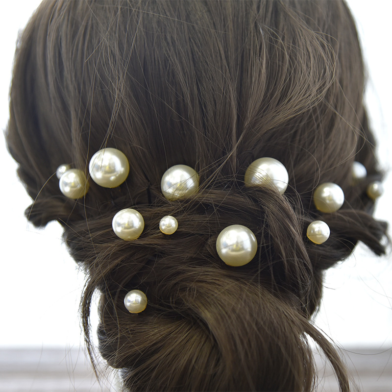2022 Bridal Headwear 18 Pearl Hairpin Hair Accessories European and American Retro Makeup Disc Beaded Flower U-shaped Hairpin Accessories