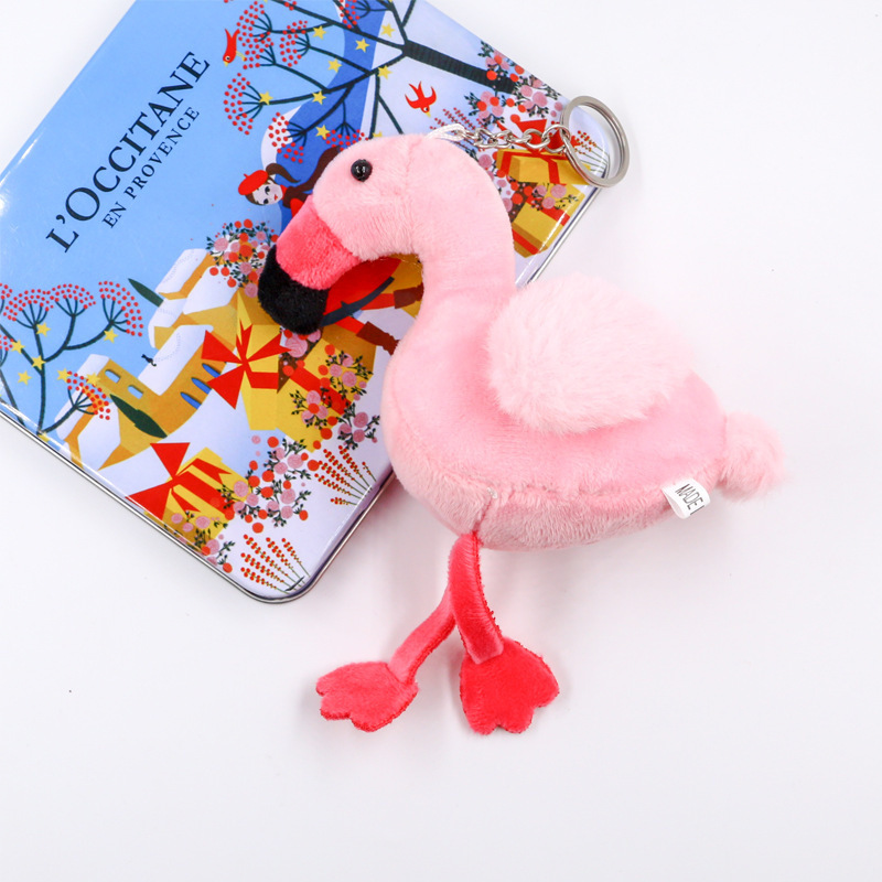 ins Cyber Celebrity Flamingo Car Keychain Pendant Doll Plush Toy Bag Hanging Creative Girl Gift