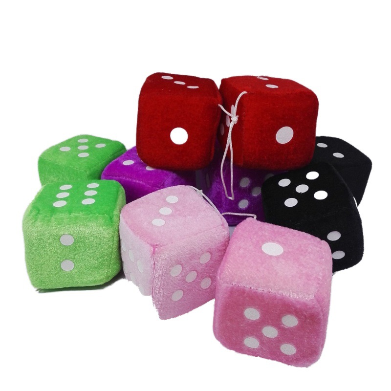 Amazon cross-border 7cm six-color digital sponge dice sieve Car Rearview mirror pendant color plush spot