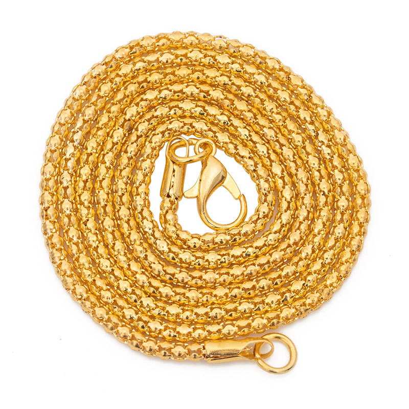 2.4mm chain/60cm/corn chain gold-plated necklace men's tide ins Europe and the United States cross-border iron hip-hop fashion jewelry