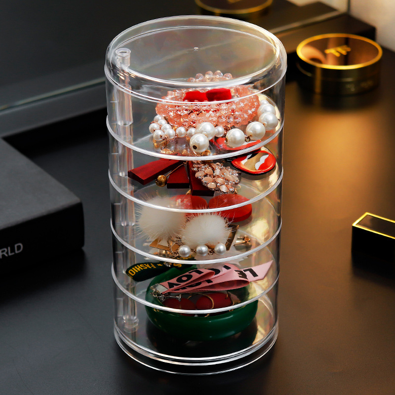 Large capacity transparent rotating jewelry box Jewelry earrings watch necklace children's storage rack wholesale large favorably