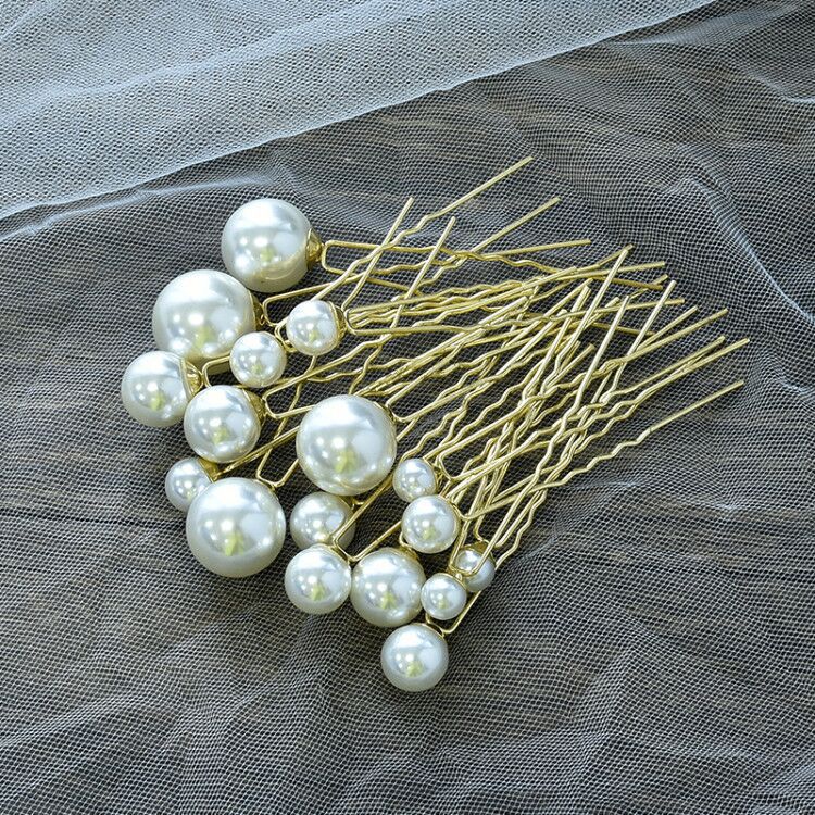 2022 Bridal Headwear 18 Pearl Hairpin Hair Accessories European and American Retro Makeup Disc Beaded Flower U-shaped Hairpin Accessories