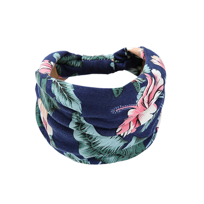 European and American new printed elastic sports hair band ladies wide-brimmed headband retro sports yoga belt hair accessories wholesale