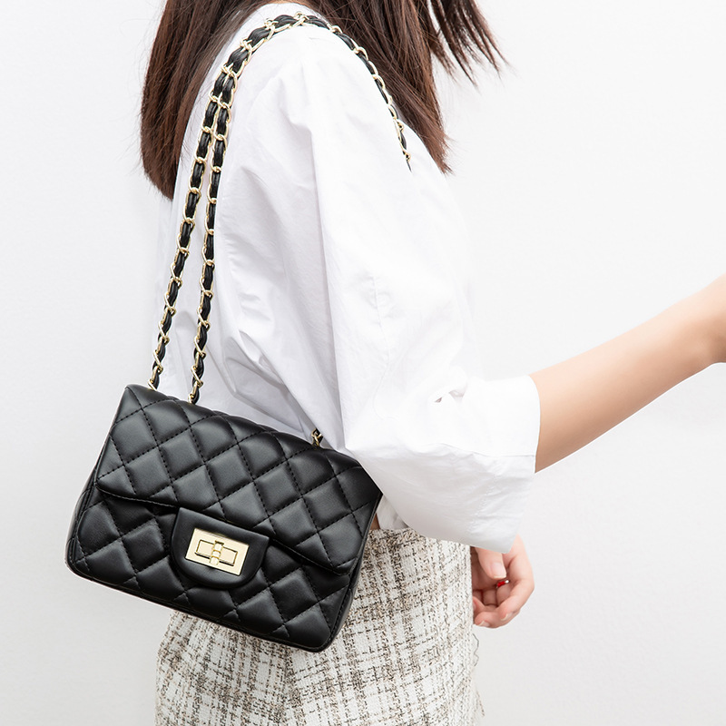 バッグ女性2023ミニ菱格チェーンバッグ女性シングル肩斜めバッグ小香風クロスボーダー女性バッグbags|undefined