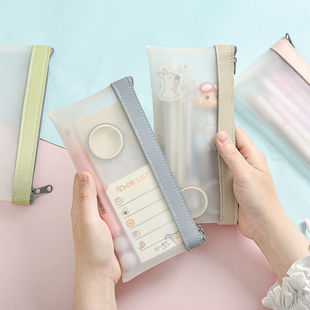 Transparent Pencil Bag Girl's Korean Style Internet Popular Simple Junior High School ins Large Capacity High School Student Yan Value Stationery Bag Stationery Box