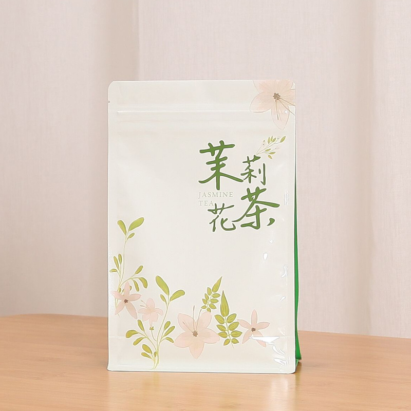 in stock 250g ~ 500g jasmine tea packaging aluminum foil bag food vacuum tea self-sealing eight-sided sealing bag customization