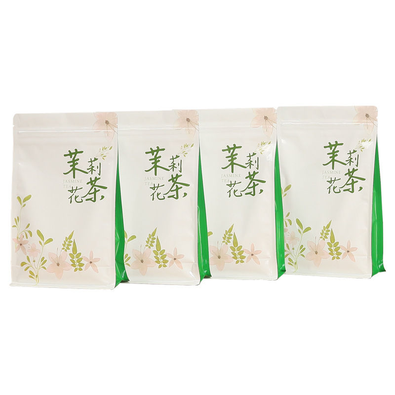 in stock 250g ~ 500g jasmine tea packaging aluminum foil bag food vacuum tea self-sealing eight-sided sealing bag customization