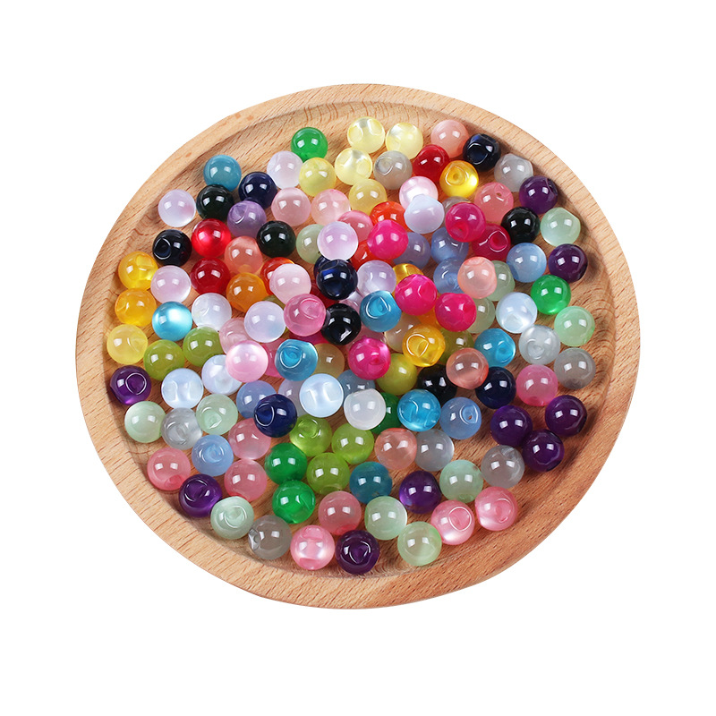 Cheongsam Buttons Resin Jade Buttons Tang Suit Hanfu Dark Eyes Partial Hole Pearlescent Button Shirt Chiffon Round Bead Accessories