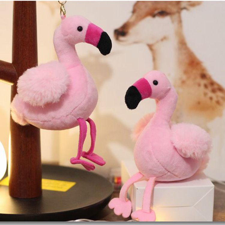 ins Cyber Celebrity Flamingo Car Keychain Pendant Doll Plush Toy Bag Hanging Creative Girl Gift