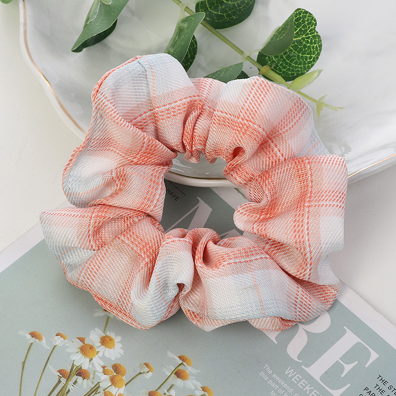 JK large intestine hair band BM Plaid hair band hair rope pull flower campus network red series girl hot hairpin large intestine ring