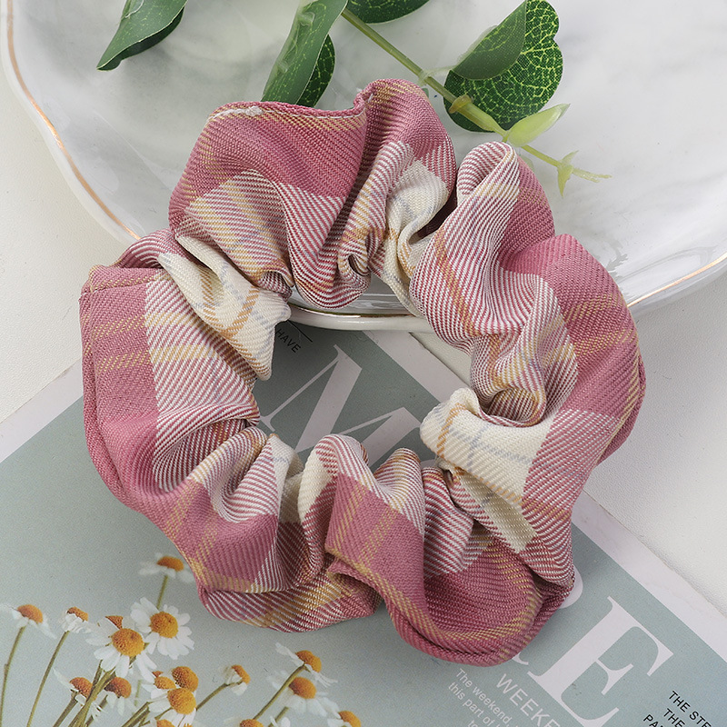 JK large intestine hair band BM Plaid hair band hair rope pull flower campus network red series girl hot hairpin large intestine ring