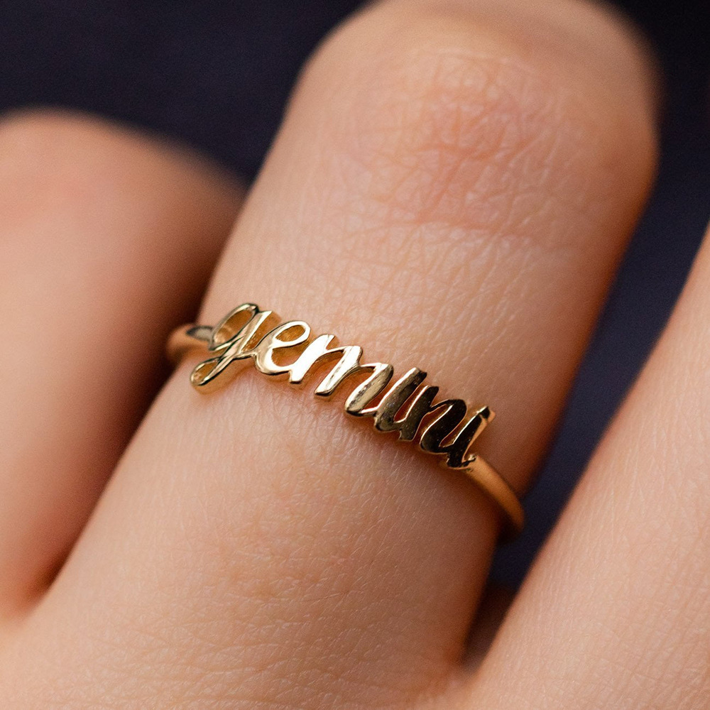 Cross-border Hot Selling Jewelry Personalized Simple Twelve Constellation Ring Letter Ring Women's Open Index Finger Single Ring