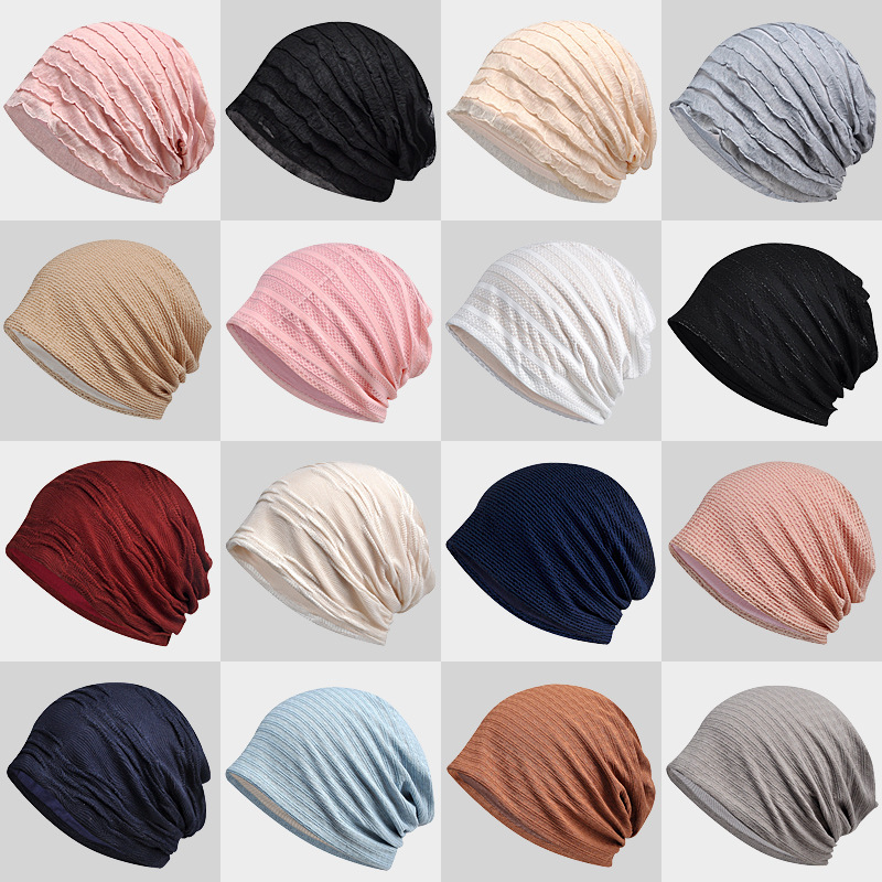 Spring and Summer Hollow Breathable Pullover Cap Women's Tapis Hat Thin Cotton Moon Hat Nightcap Outdoor Casual Hood