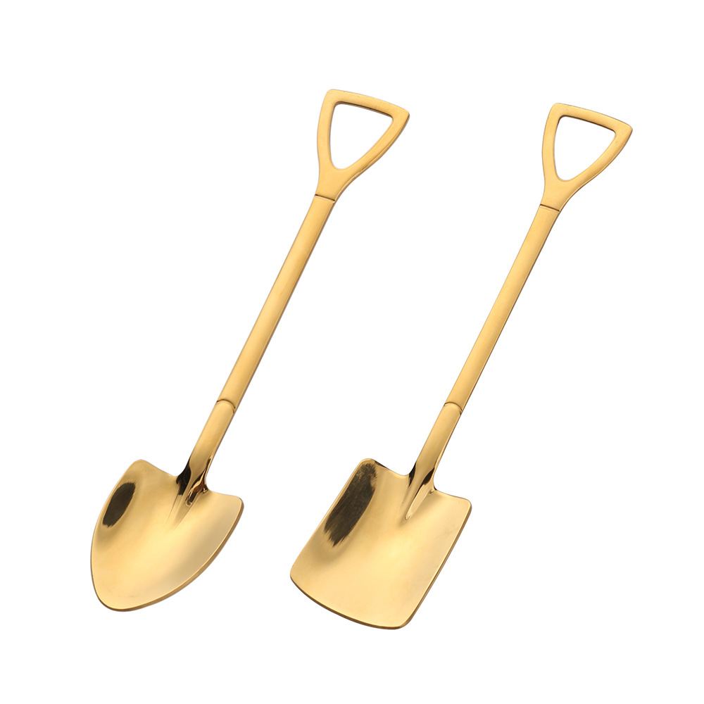 Q watermelon spoon shovel spoon square shovel spoon stainless steel flat spoon shaking sound live sand ice spoon engineer shovel tip spoon watermelon