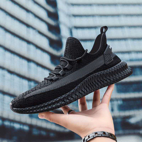 Cross-Border men's casual shoes men's fashionable all-matching sneaker men's shoes flying woven breathable mesh cloth shoes factory wholesale