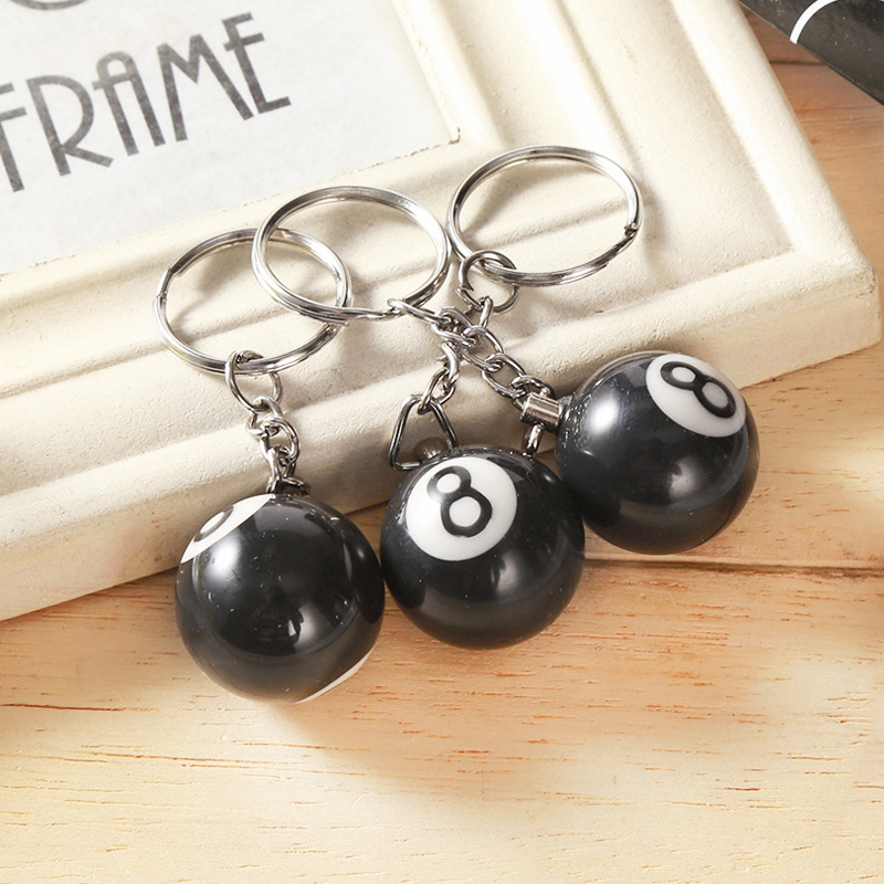 Factory Direct creative key pendant small size black billiards keychain pendant decorative small pendant small gift