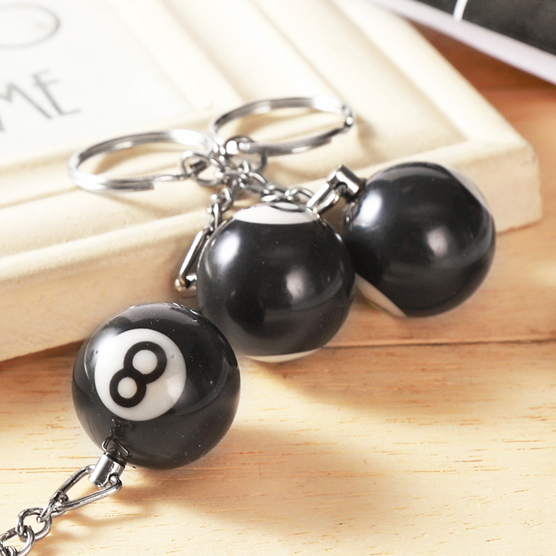Factory Direct creative key pendant small size black billiards keychain pendant decorative small pendant small gift