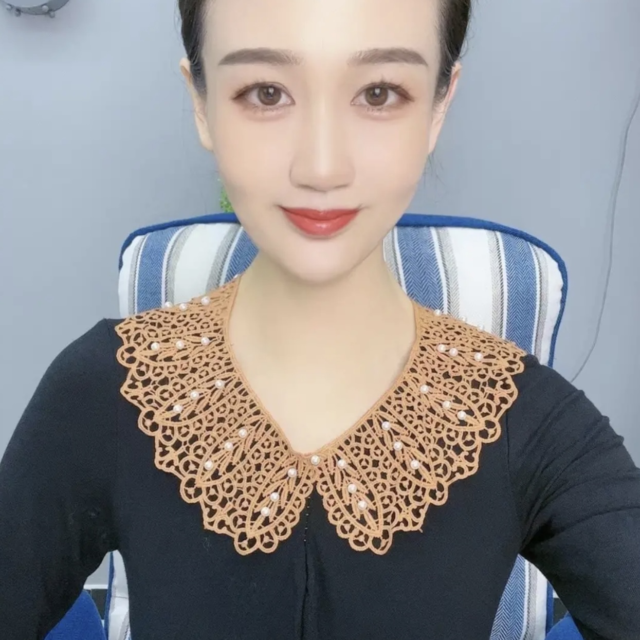 [Bead Lace False Collar] Korean Style Lace Women's Hollow Kapok Silk Shawl Summer Sunscreen False Collar All-match