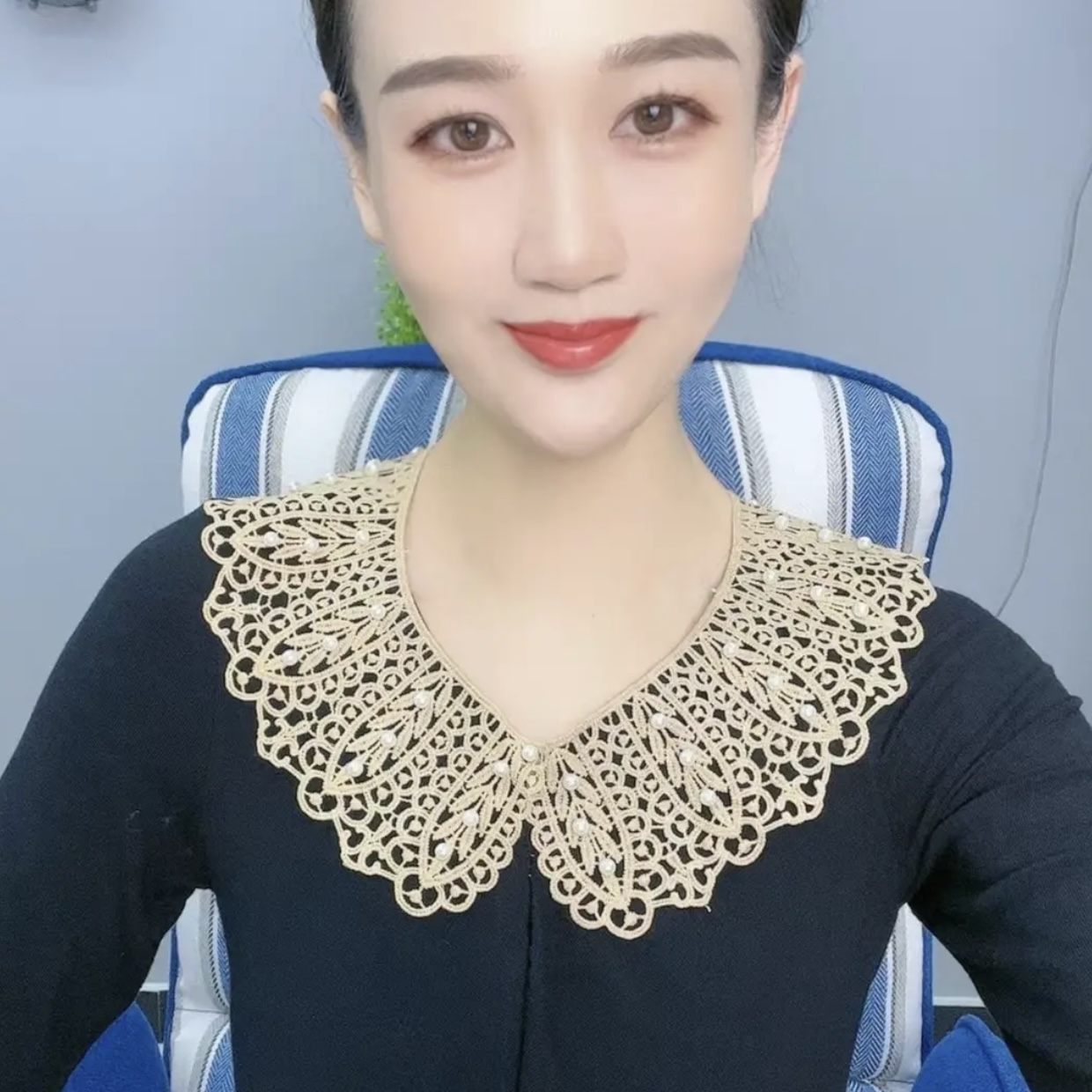 [Bead Lace False Collar] Korean Style Lace Women's Hollow Kapok Silk Shawl Summer Sunscreen False Collar All-match