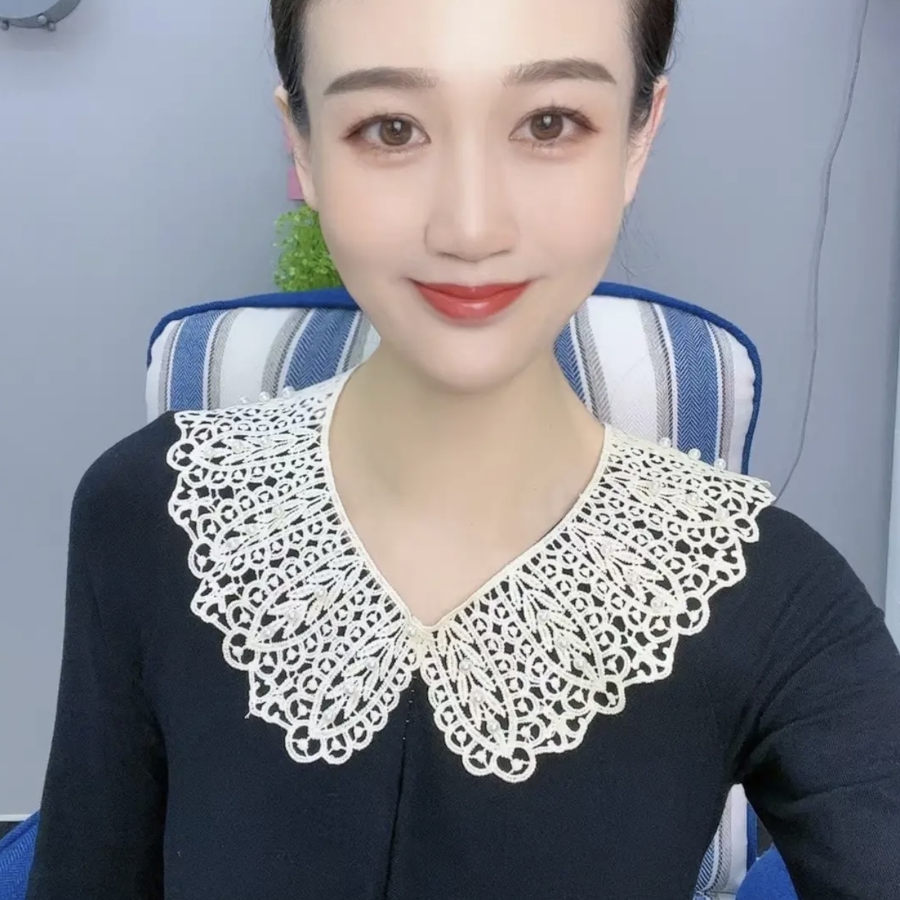 [Bead Lace False Collar] Korean Style Lace Women's Hollow Kapok Silk Shawl Summer Sunscreen False Collar All-match
