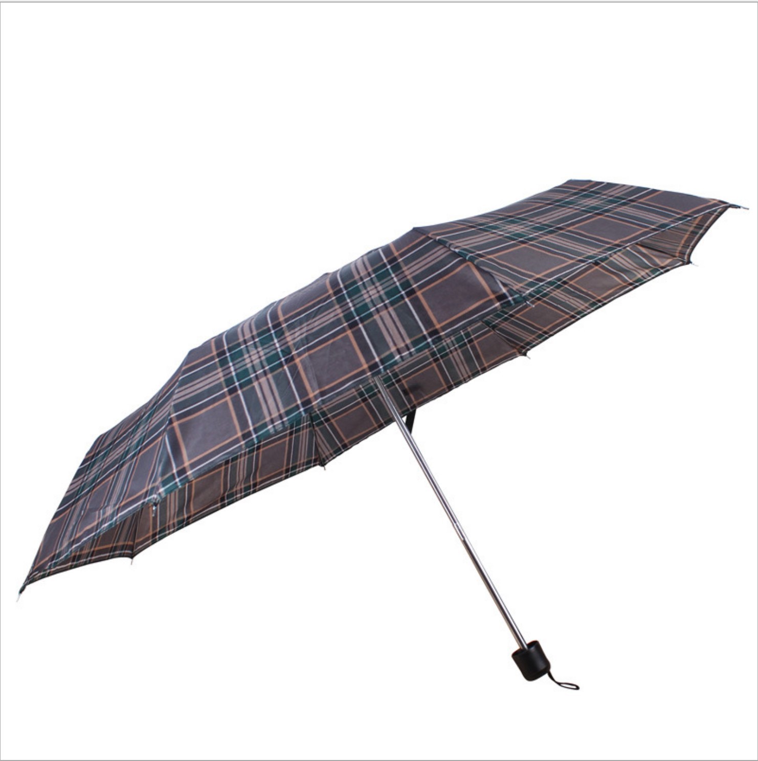 Three-fold plaid umbrella wholesale 8K portable mini folding gift advertising umbrella printed logo sun umbrella