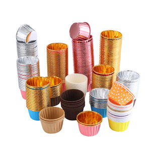 50 double-sided gold and silver small curling cake paper cups high temperature resistant coated paper roll cup oil-proof paper cups