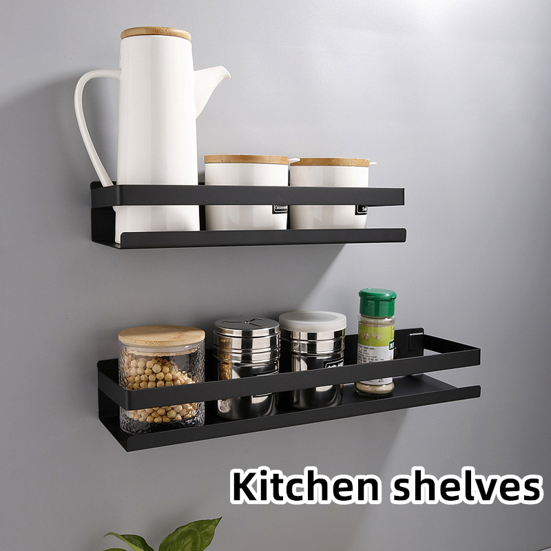 Non-perforated wall-mounted toilet kitchen seasoning rack stainless steel seasoning rack kitchen storage seasoning rack