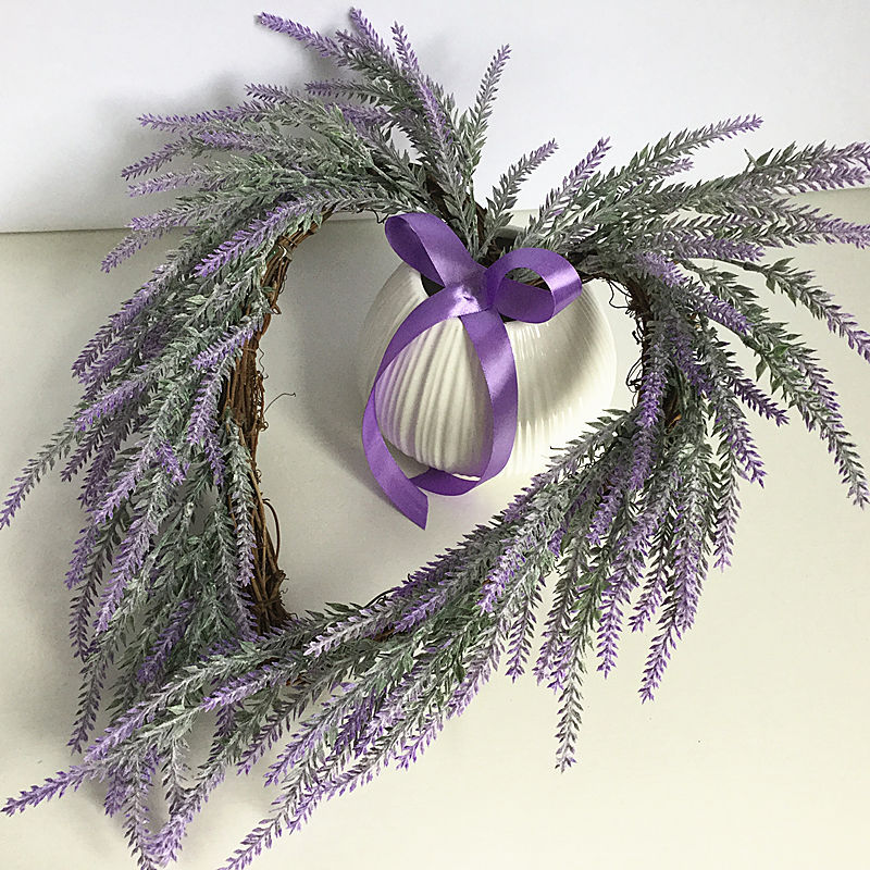 New Lavender Wall Hanging Heart-shaped Wreath Wreath Home Wall Decoration Wedding Door Lintel Flower Valentine's Day Hanging Cross-Border