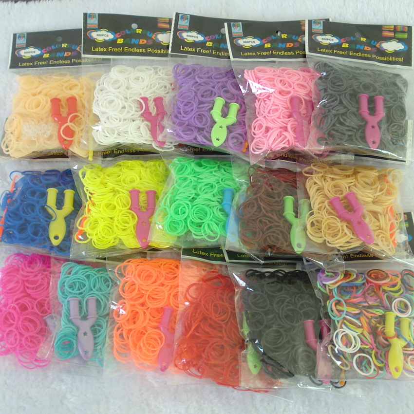 Hot sale DIY real color Rainbow Rubber band children Rainbow Rubber Band Bracelet set rainbowloom600