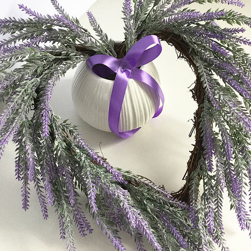 New Lavender Wall Hanging Heart-shaped Wreath Wreath Home Wall Decoration Wedding Door Lintel Flower Valentine's Day Hanging Cross-Border