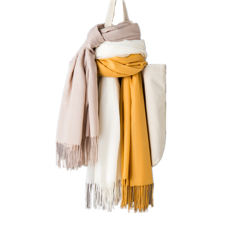 Ruibei Solid Color Cashmere Scarf Women's Autumn and Winter Warm Annual Meeting Gift Tassel Red Scarf Shawl