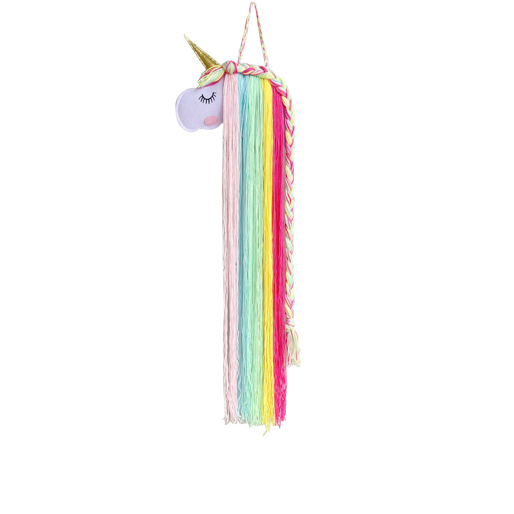 ins Nordic Style Felt Unicorn Children's Hairpin Hair Accessories Storage Belt Wall Hanging Headwear Finishing Belt Finishing Rack