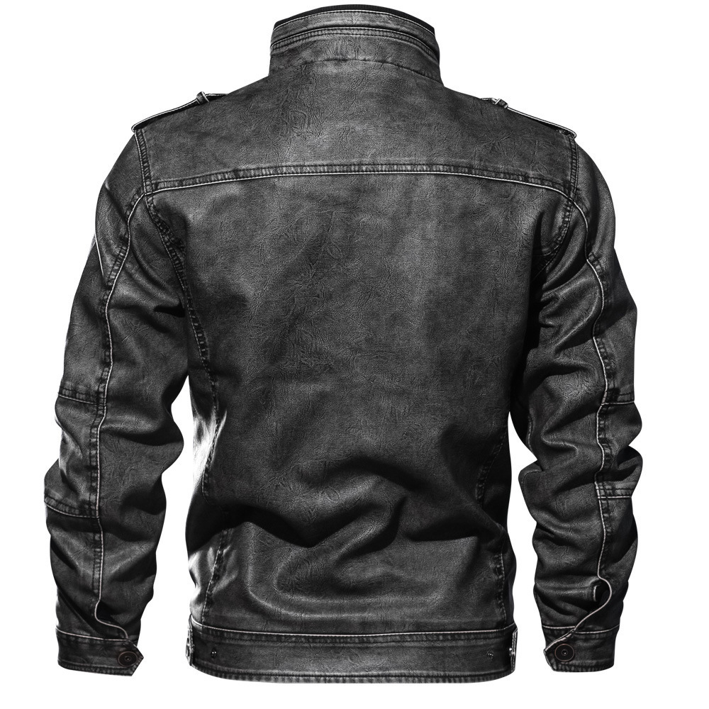 Factory Direct Autumn and Winter new men's stand collar PU leather jacket plus size casual leather jacket casual motorcycle men