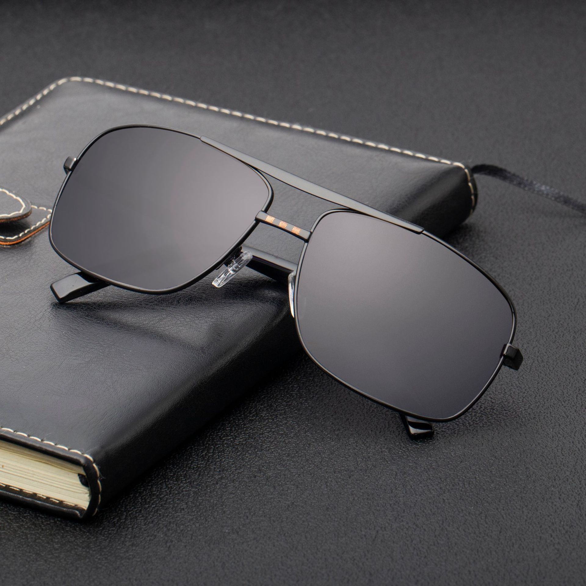 New Sunglasses Men's ATTITUDE Artistic Retro Box Slingshot Sunglasses Trendy Men's Street Shades