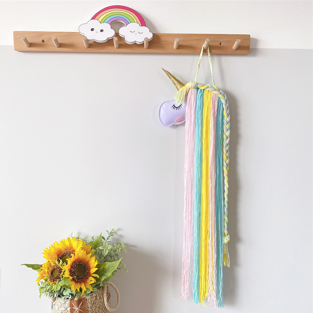 ins Nordic Style Felt Unicorn Children's Hairpin Hair Accessories Storage Belt Wall Hanging Headwear Finishing Belt Finishing Rack